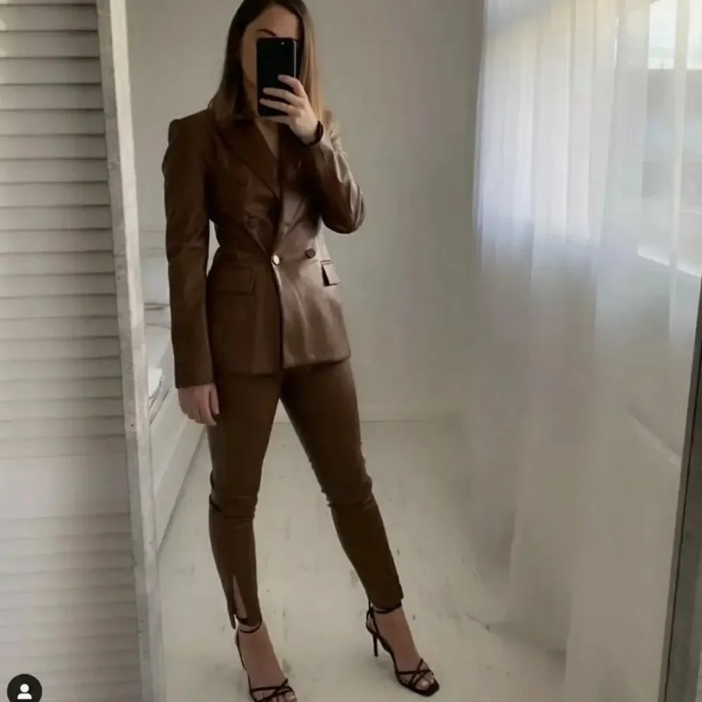 Zara Brown Double-breasted Faux Blazer Brandy Jacket Blazer, NWT - Picture 15 of 15